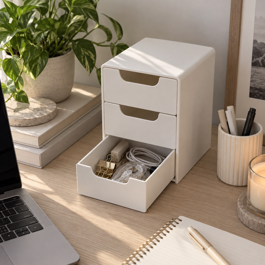 Chic 3-Tier Desk Organizer with Drawers