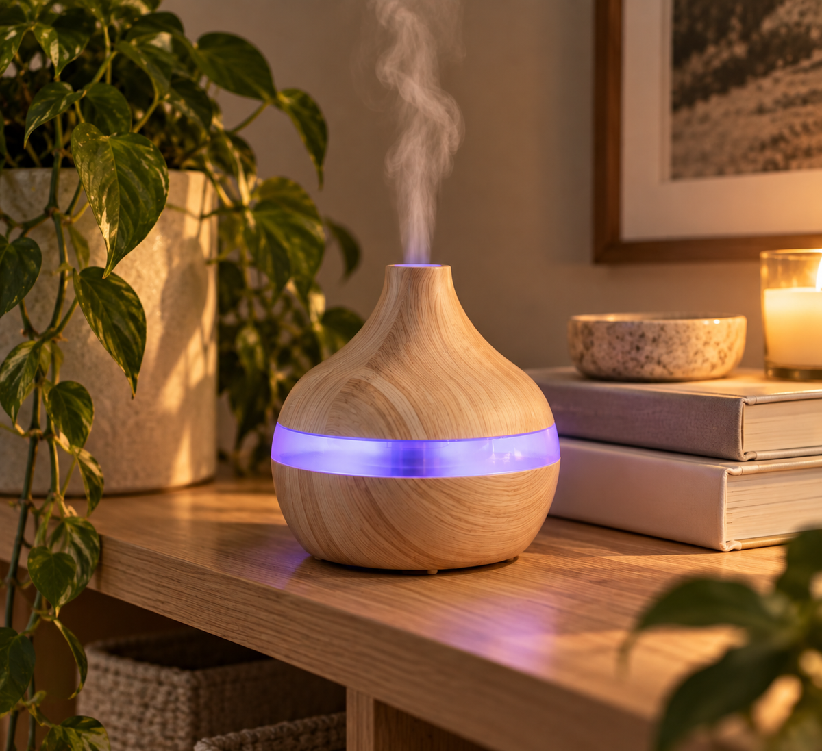 Wood-Grain Aroma Diffuser & Mood Light